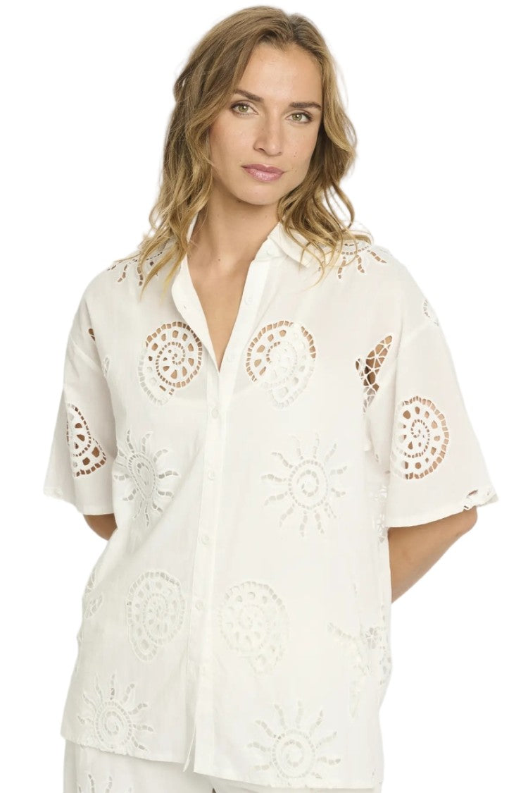 Miss June Kyle Shirt Cotton Openwork Embroidery