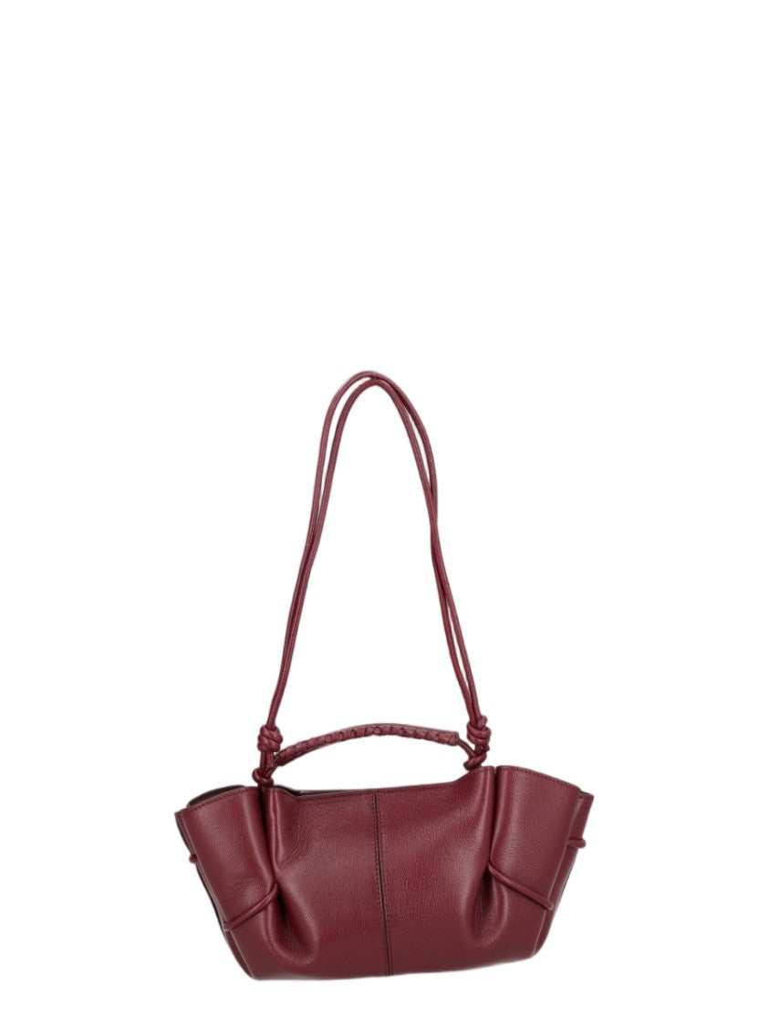 Hereu Bordeaux Lambskin Braided Handle Shoulder Bag