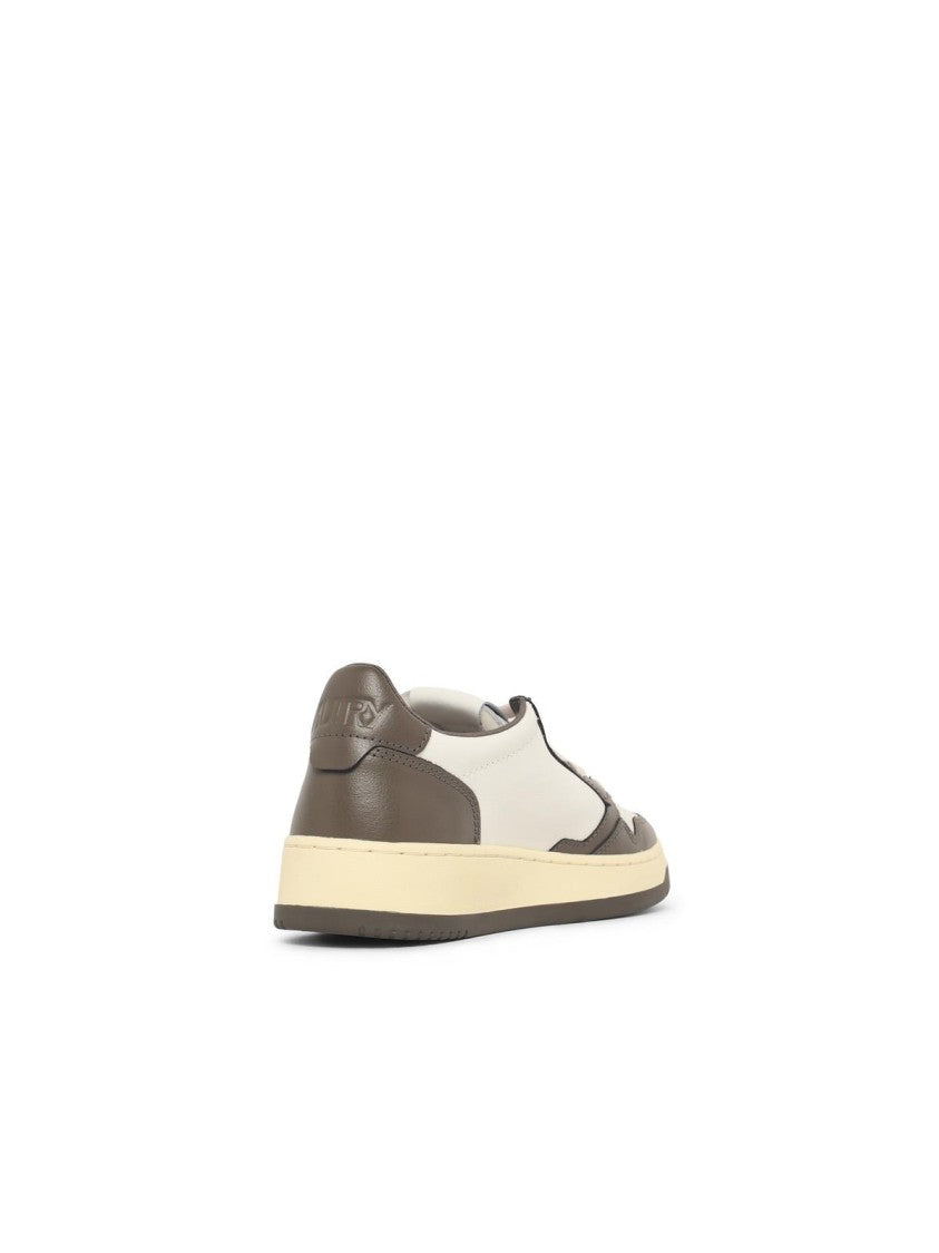 Autry 'Medalist Low' White And Brown Leather Sneakers