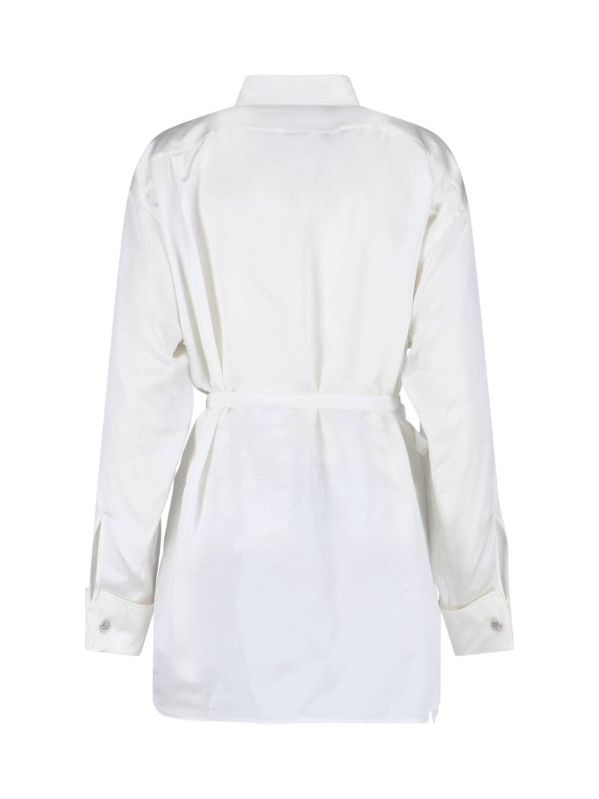 Balenciaga White Silk Shirt With Waist Detail