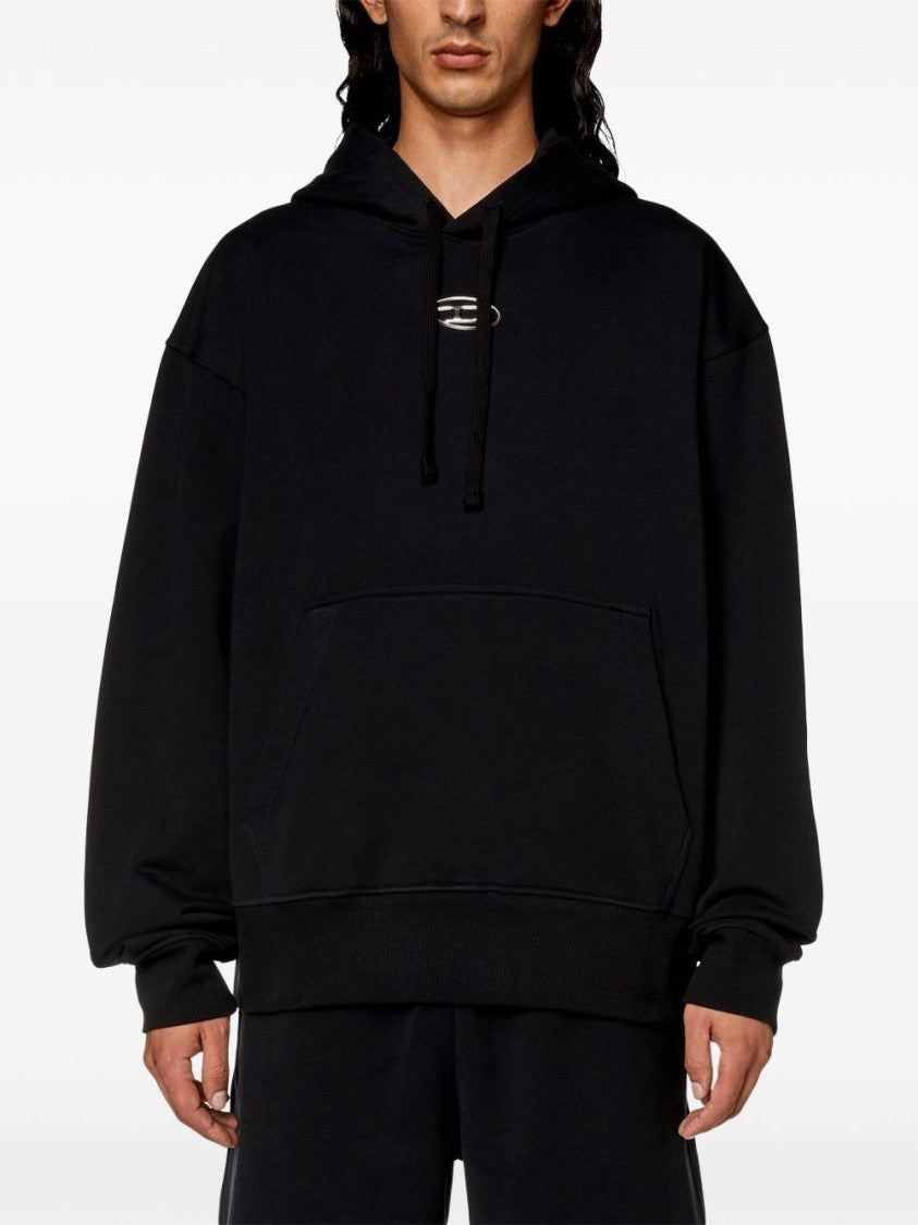 Diesel Relaxed-Fit Black Cotton Hoodie With Kangaroo Pocket