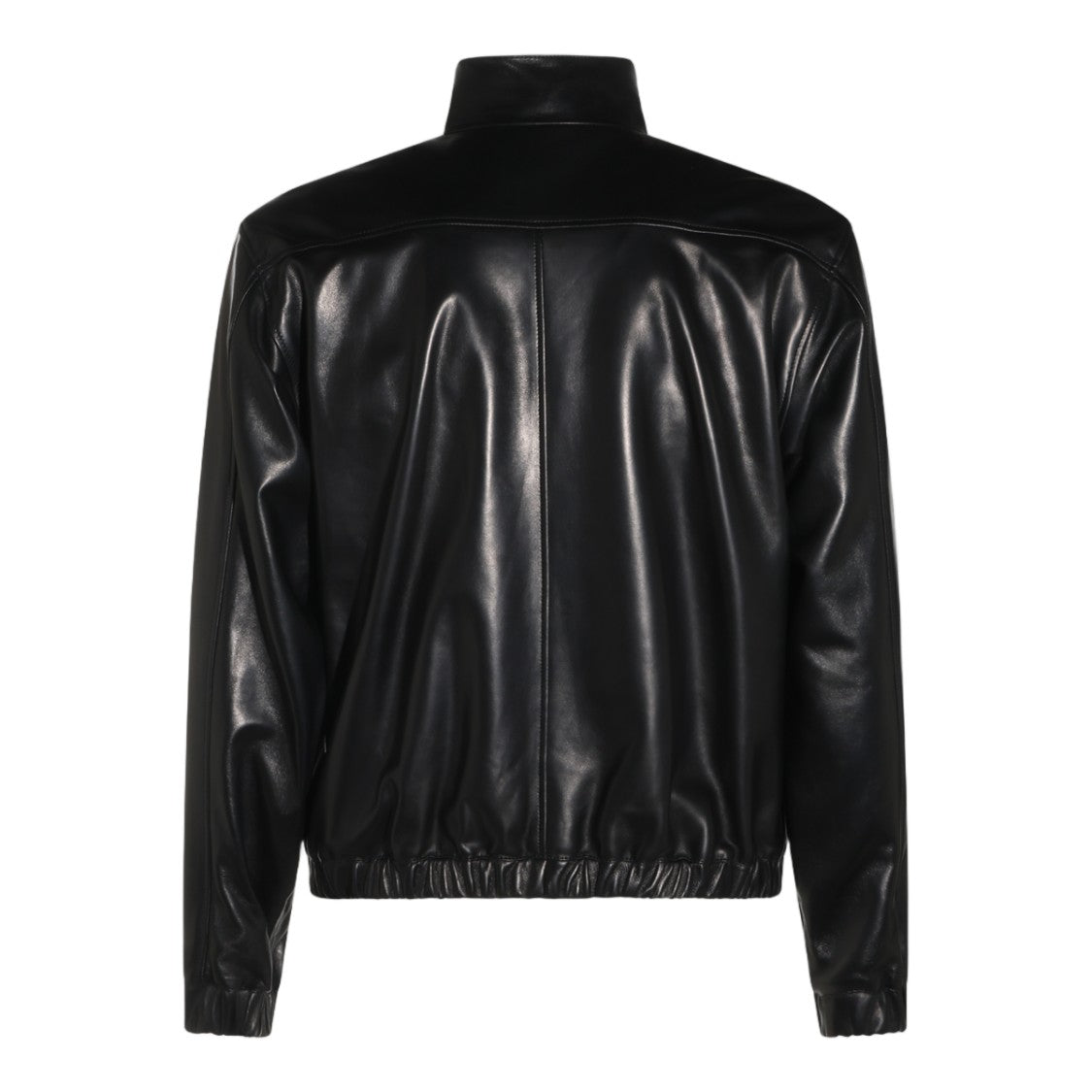 Saint Laurent Black High Collar Zipper Leather Jacket
