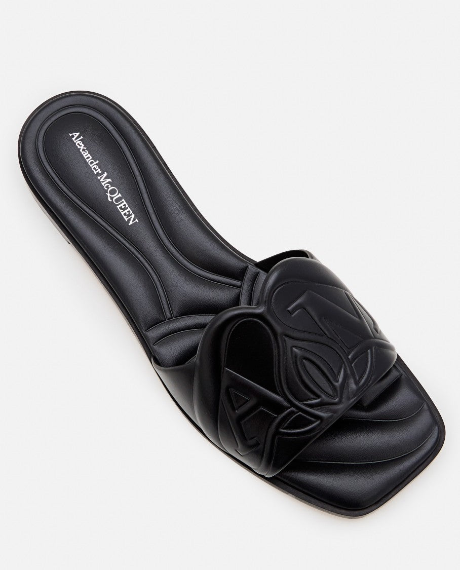 Alexander Mcqueen Flat Leather Slide Sandal