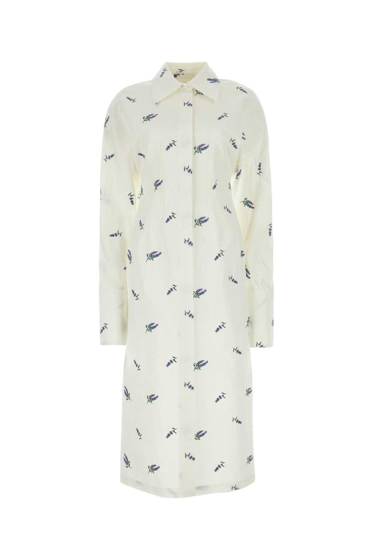 Sportmax Embroidered Linen Blend Briose Shirt Dress