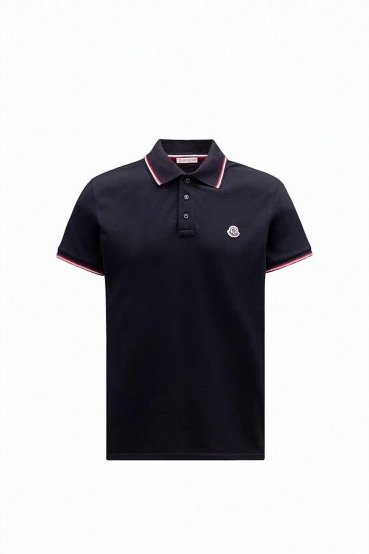 Moncler Short-Sleeve Polo Shirt With Contrasting Stripes