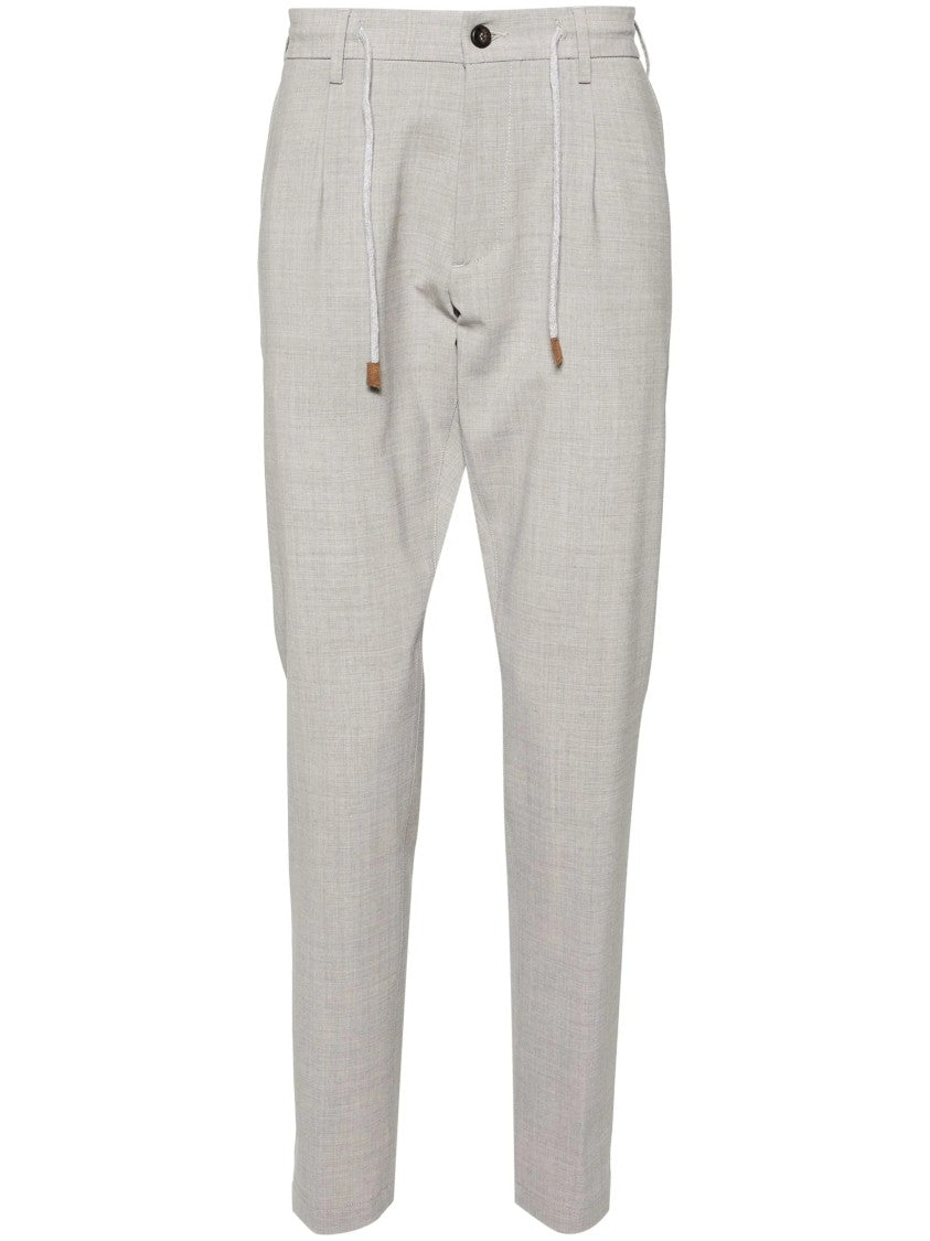 Eleventy Tailored Fit Neutral Textured Pattern Trousers