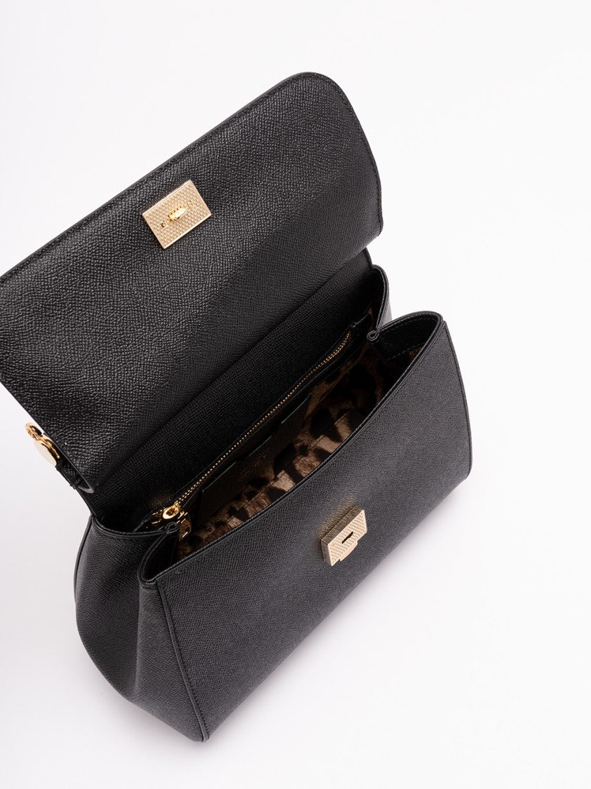 Dolce & Gabbana Structured Calf Leather Large Sicily Handbag