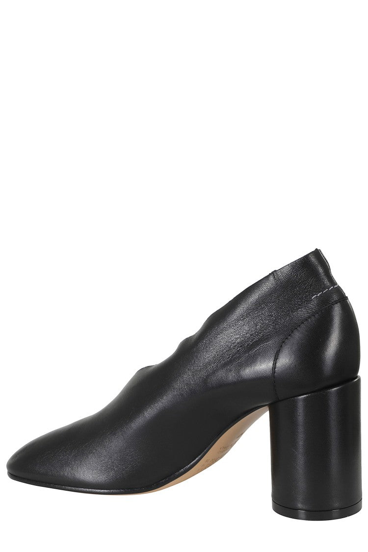 Mm6 By Maison Margiela Black Anatomical Square Toe Leather High Heel Pumps