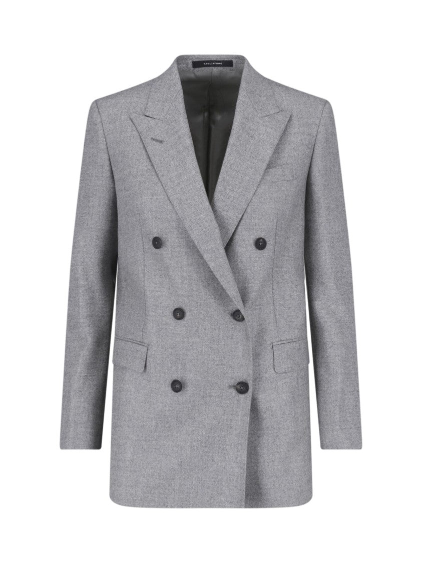 Tagliatore J-Jasmine Grey Virgin Wool Double-Breasted Blazer