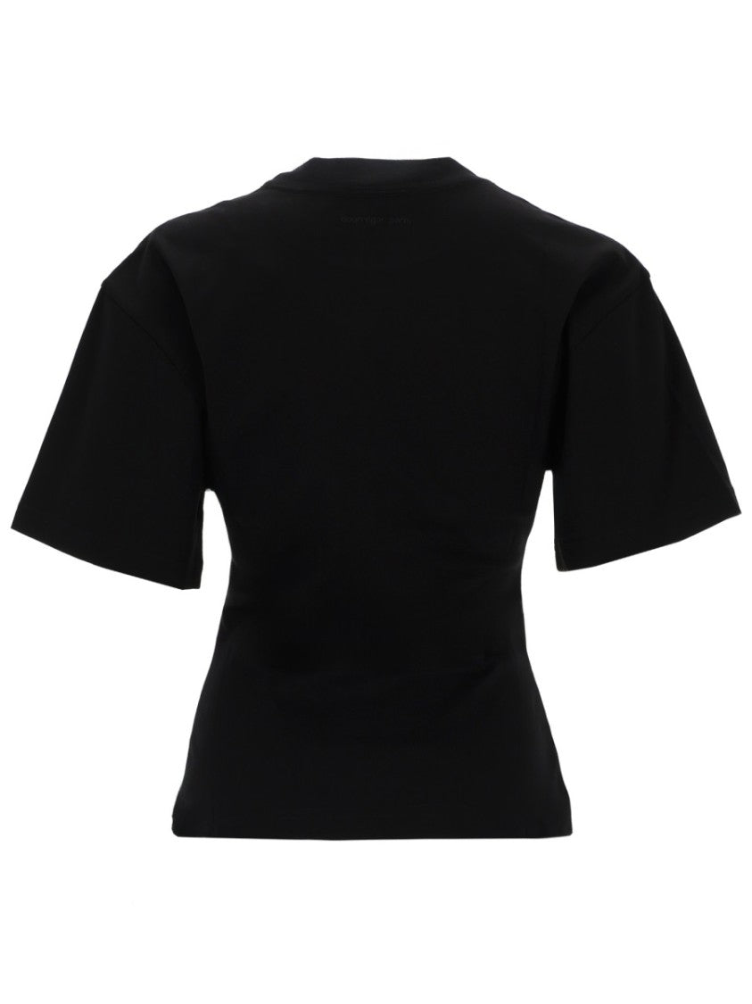 Courrèges Black Light Blue Logo Fitted T-Shirt