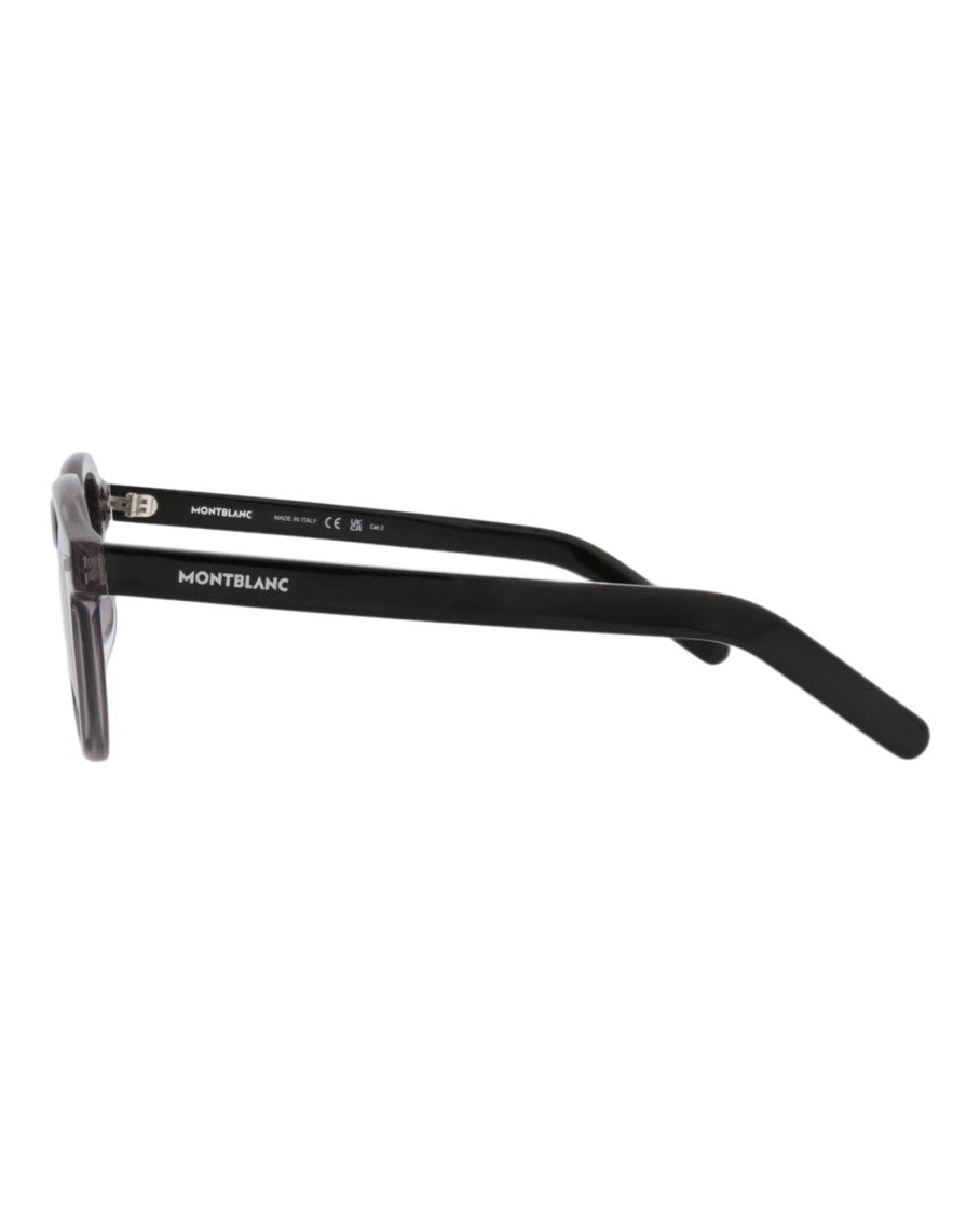 Montblanc Round-Frame Acetate Sunglasses With Saddle Nose Bridge