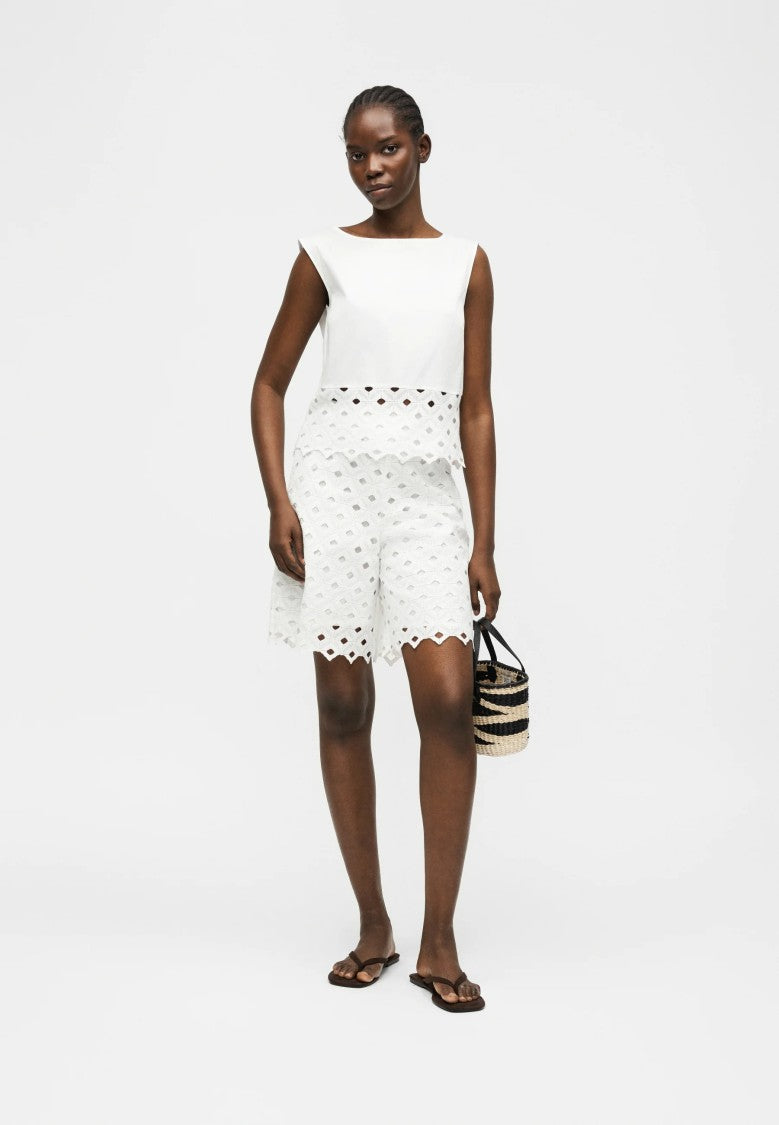 Max Mara Eyelet Lace Shorts With Scalloped Hem