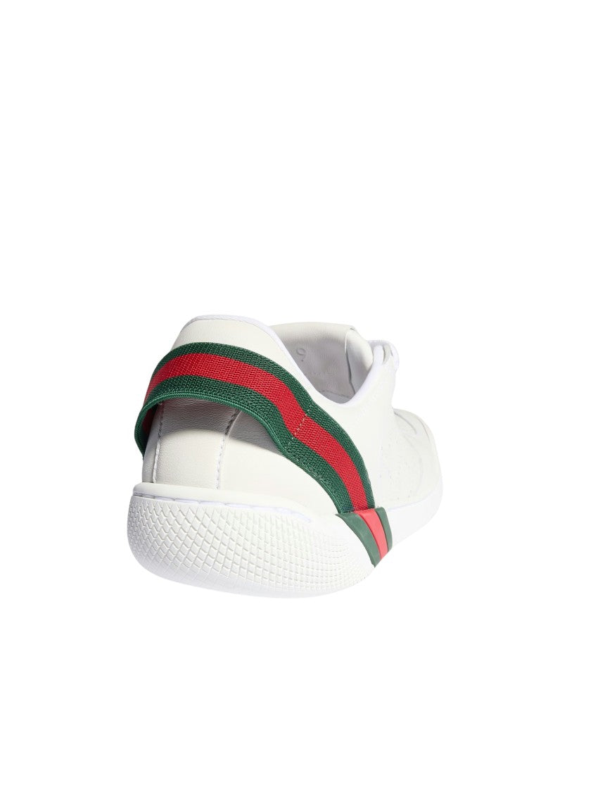 Gucci Minimalist White Perforated Gg Leather Sneakers With Distinctive Accents