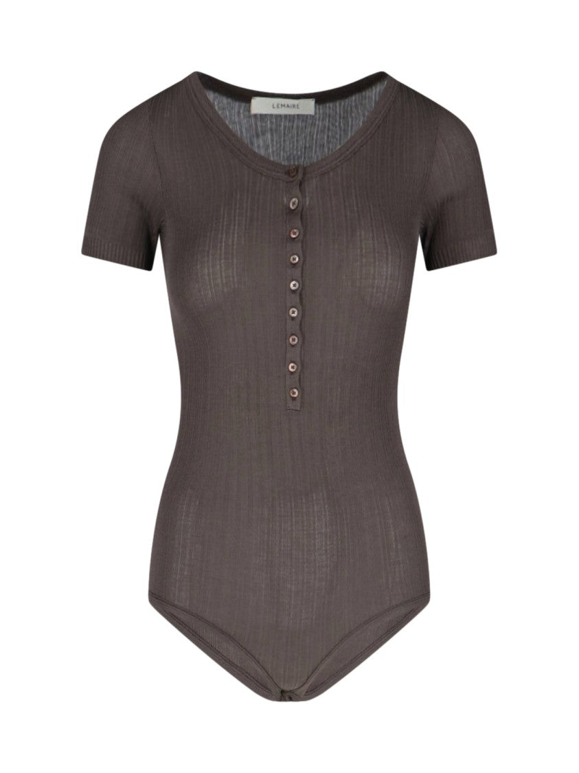 Lemaire Ribbed Textured Bodysuit With Round Neckline