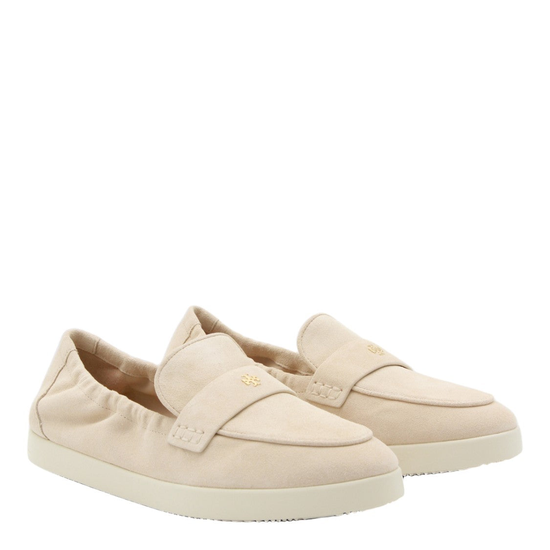 Tory Burch Suede Moccasin-Inspired Flat Shoes With Metallic Accent