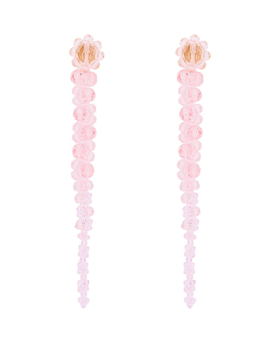 Simone Rocha Pink Round Stones Drip Dangle Earrings