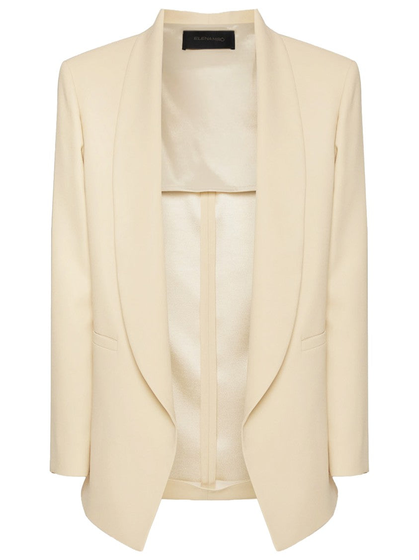 Elena Miro` Tailored Open-Front Shawl Collar Black Blazer