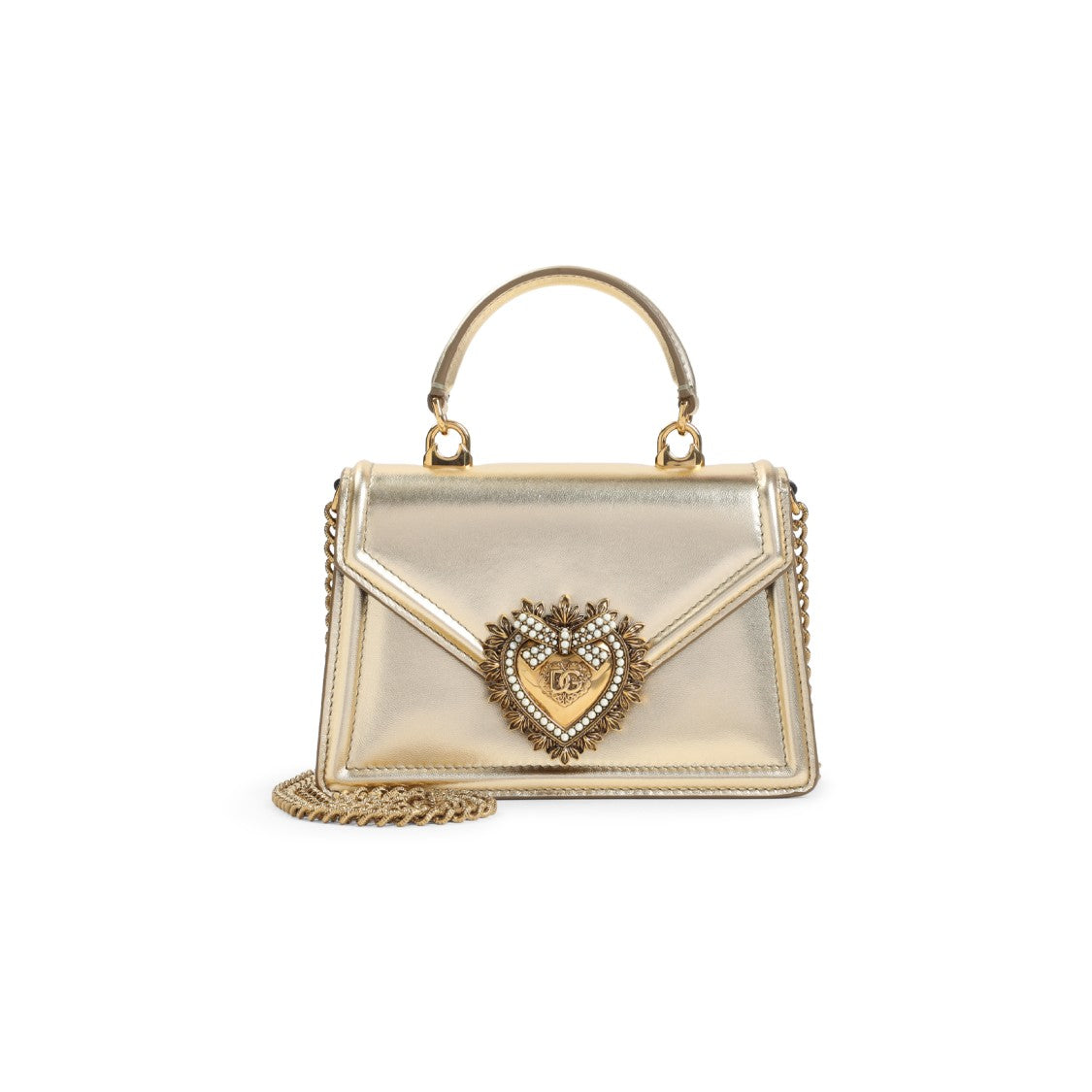 Dolce & Gabbana Devotion Golden Lamb Leather Handbag