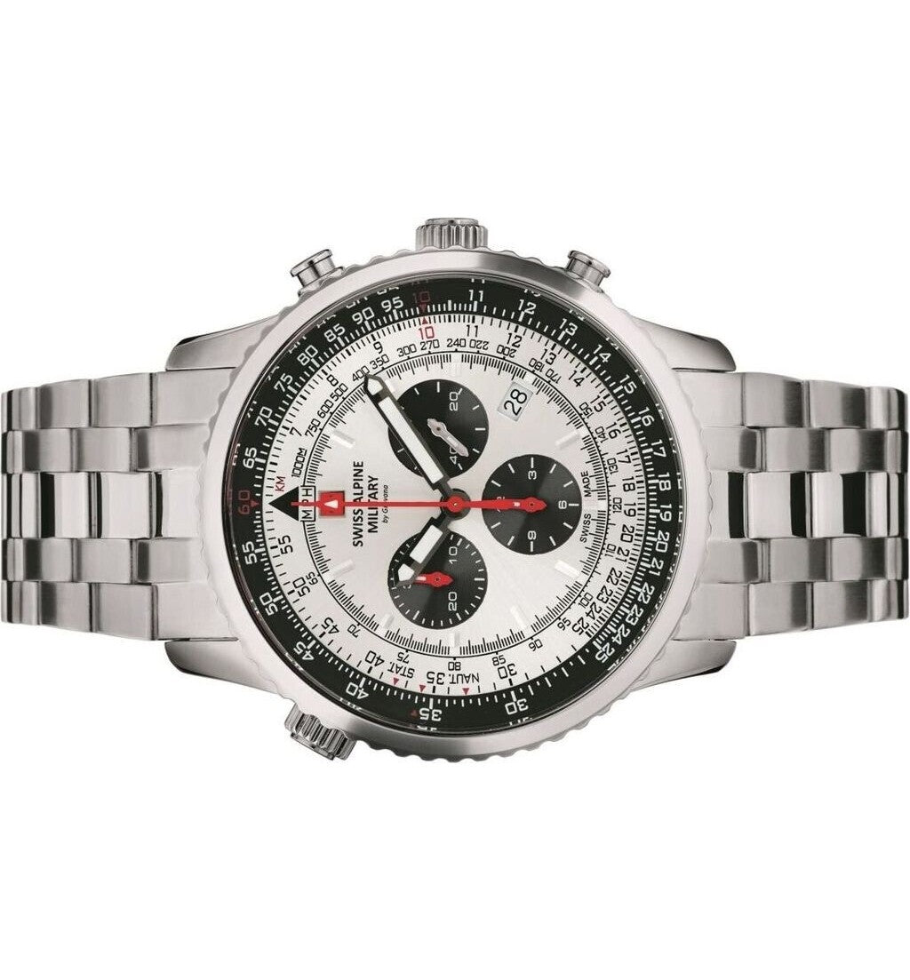 Swiss Alpine Military Chronograph Watch With Rotating Bezel