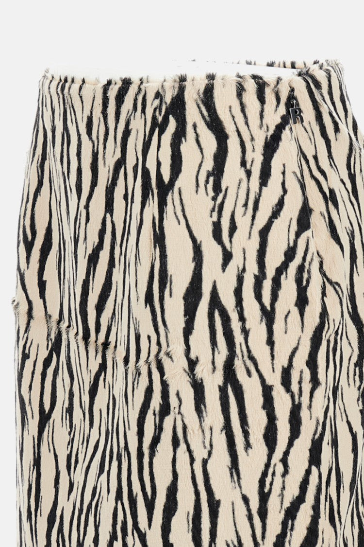 Rotate Birger Christensen Fitted Pencil Skirt With Bold Zebra Print