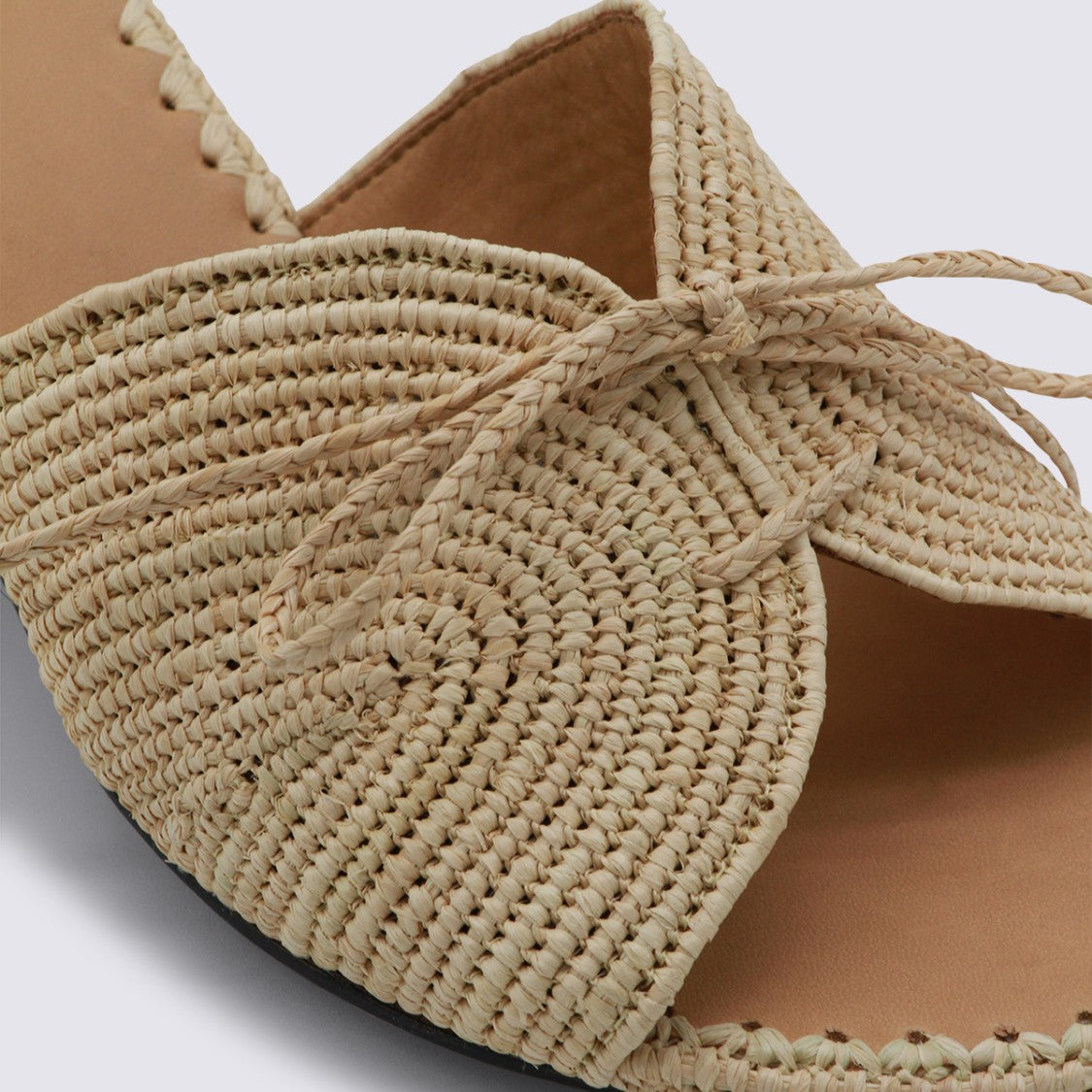 Odissi Woven Sandals With Rounded Toe And Bow Detail