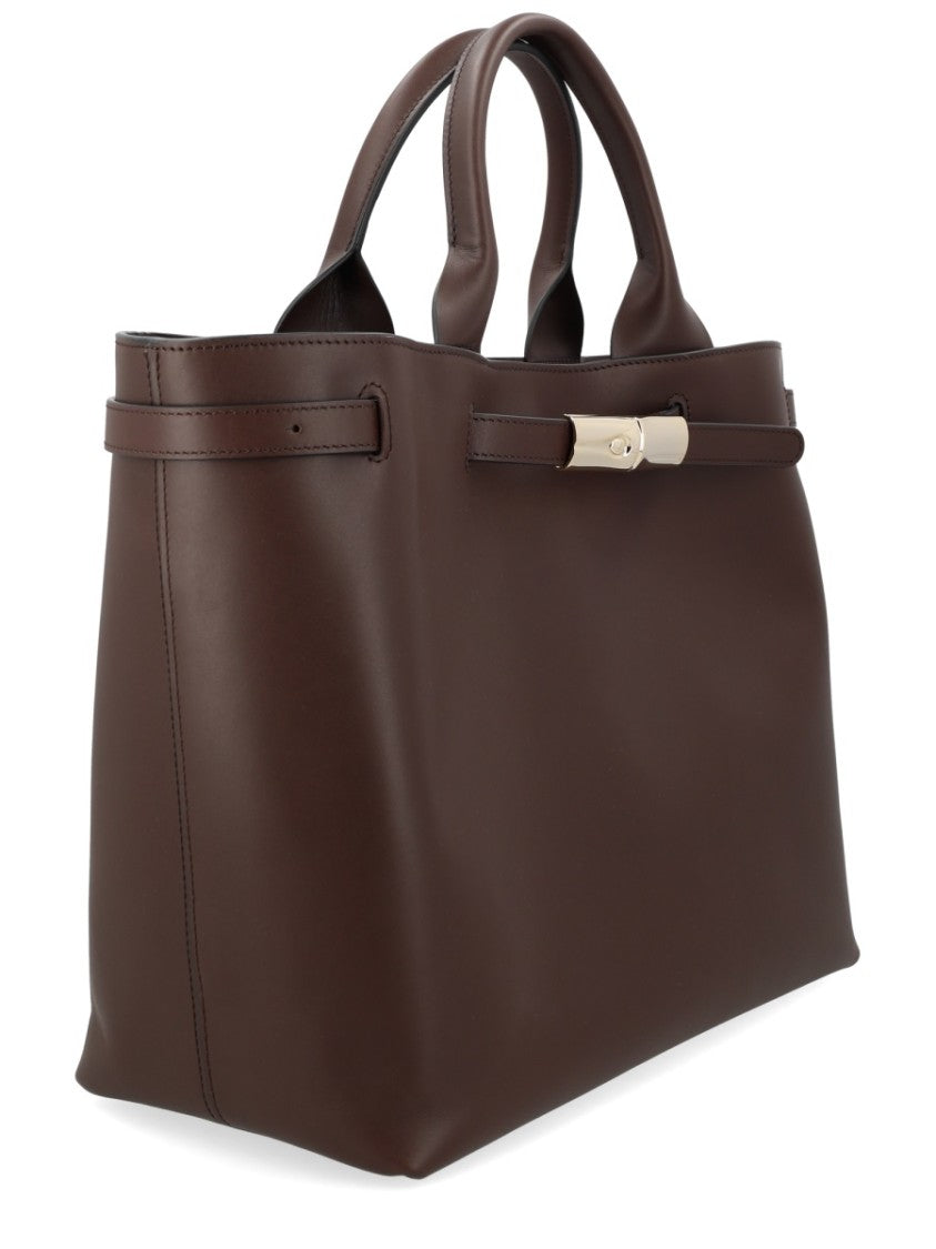 Longchamp Brown Le Roseau Structured Matte Handbag