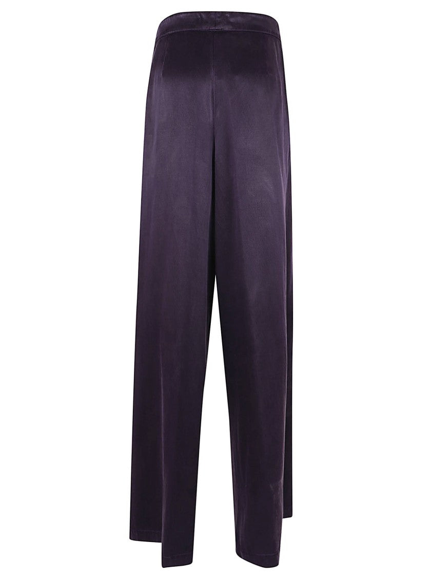 Dries Van Noten Wide-Leg Satin Trousers With Double Front Pleats
