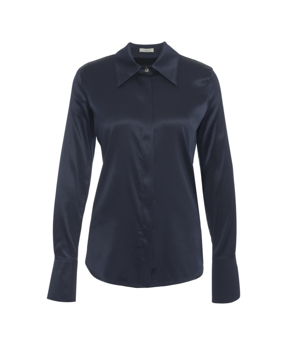 Himon's Fluid Silk Blouse With Classic Collar