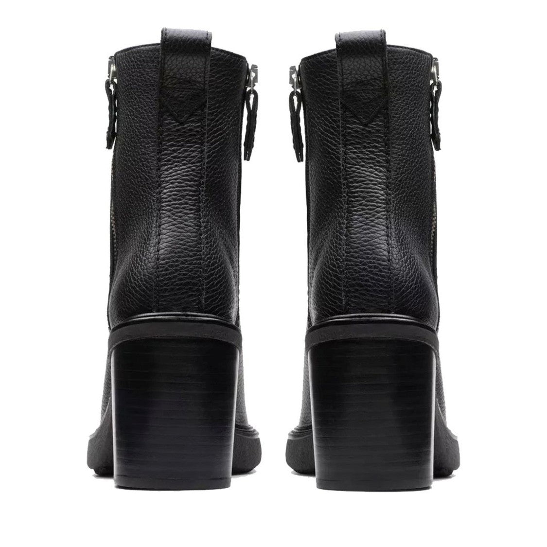 Clarks Black Cassiano Textured Leather Block Heel Boots