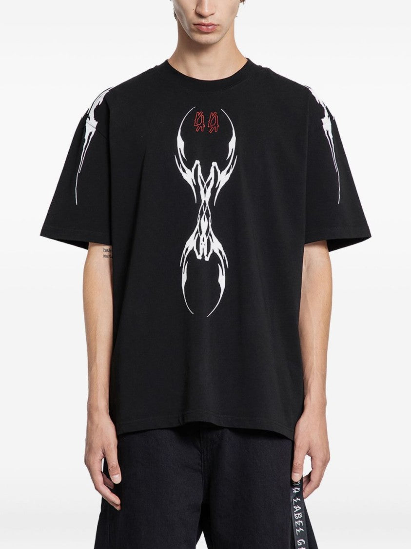 44 Label Group Black Graphic Print Cotton T-Shirt