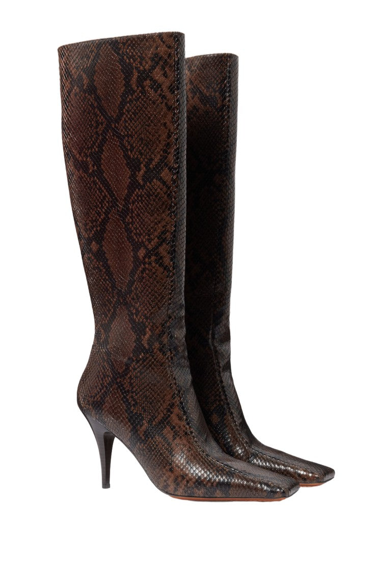Stella Mccartney Knee-High Snake-Effect Boots With Stiletto Heel