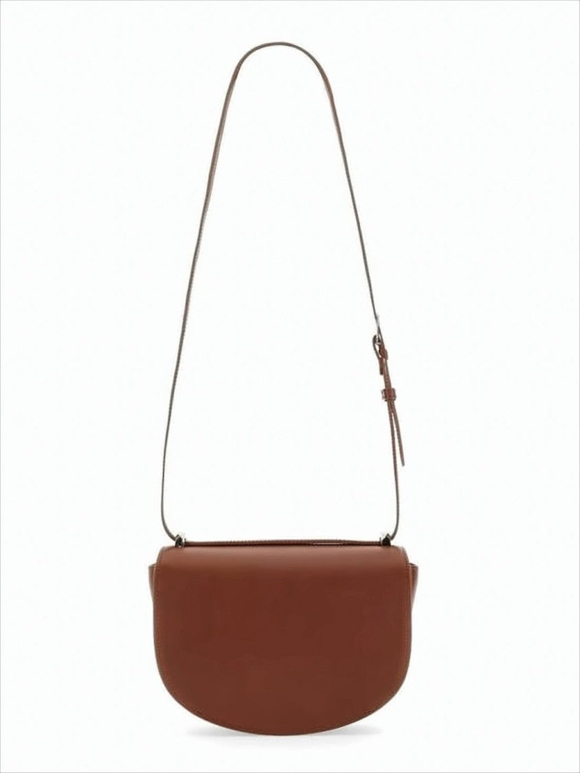 A.P.C. Structured Crossbody Bag In Rich Brown Leather