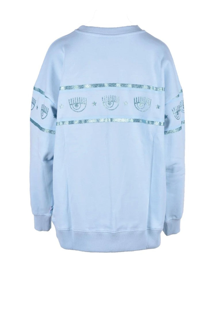 Chiara Ferragni Light Blue Cotton Sweatshirt