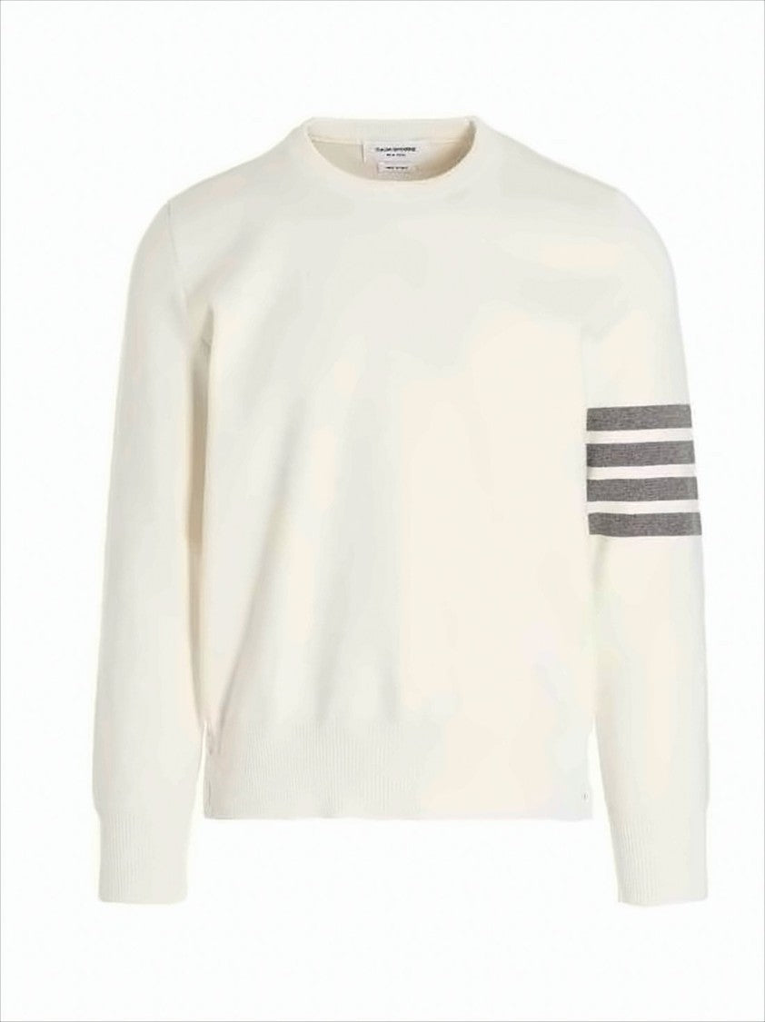 Thom Browne Classic White Cotton Knit Sweater