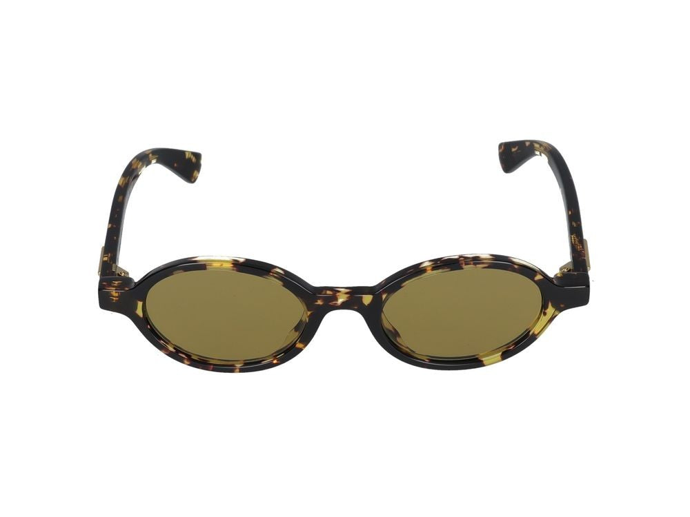 Bottega Veneta Havana Round Acetate Tortoiseshell Sunglasses