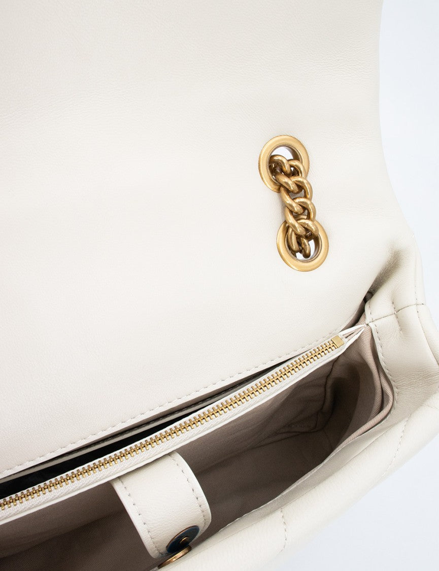 Pinko Puff Leather Bag With Iconic Metal Buckle And Suede Lining