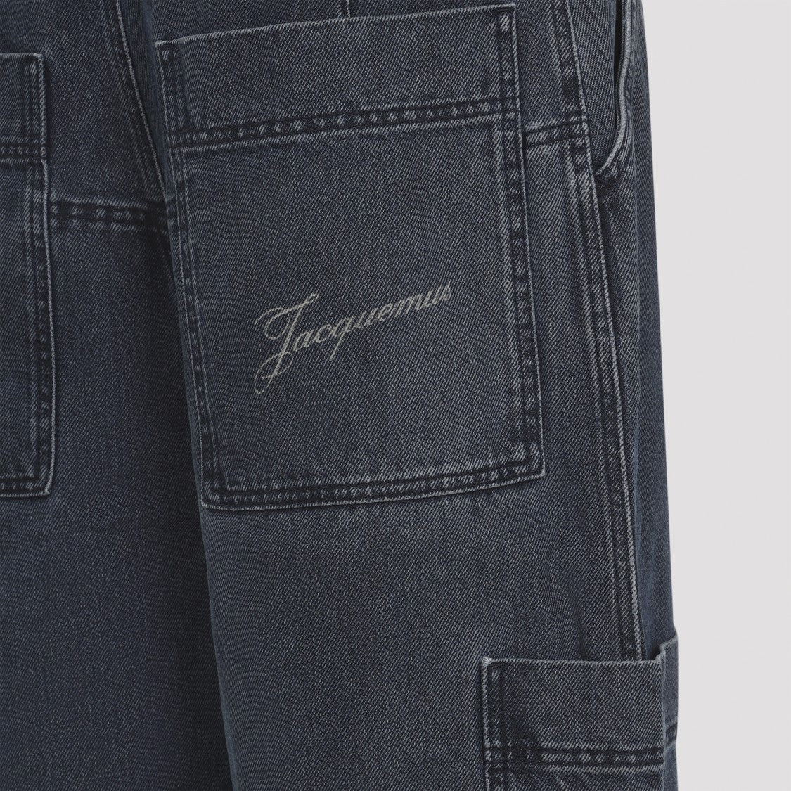 Jacquemus Navy Blue Cotton Le Cargo De-Nimes Carre Jeans