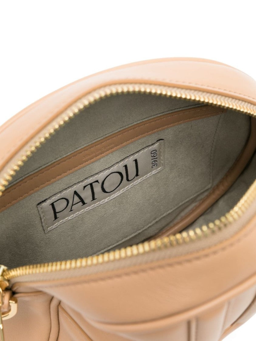 Patou Oval-Shaped Beige Calf Leather Bag