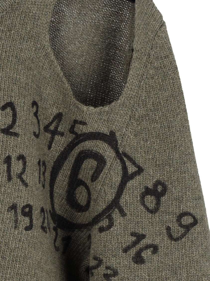 Mm6 By Maison Margiela Cut-Out Detail Sweater – Green