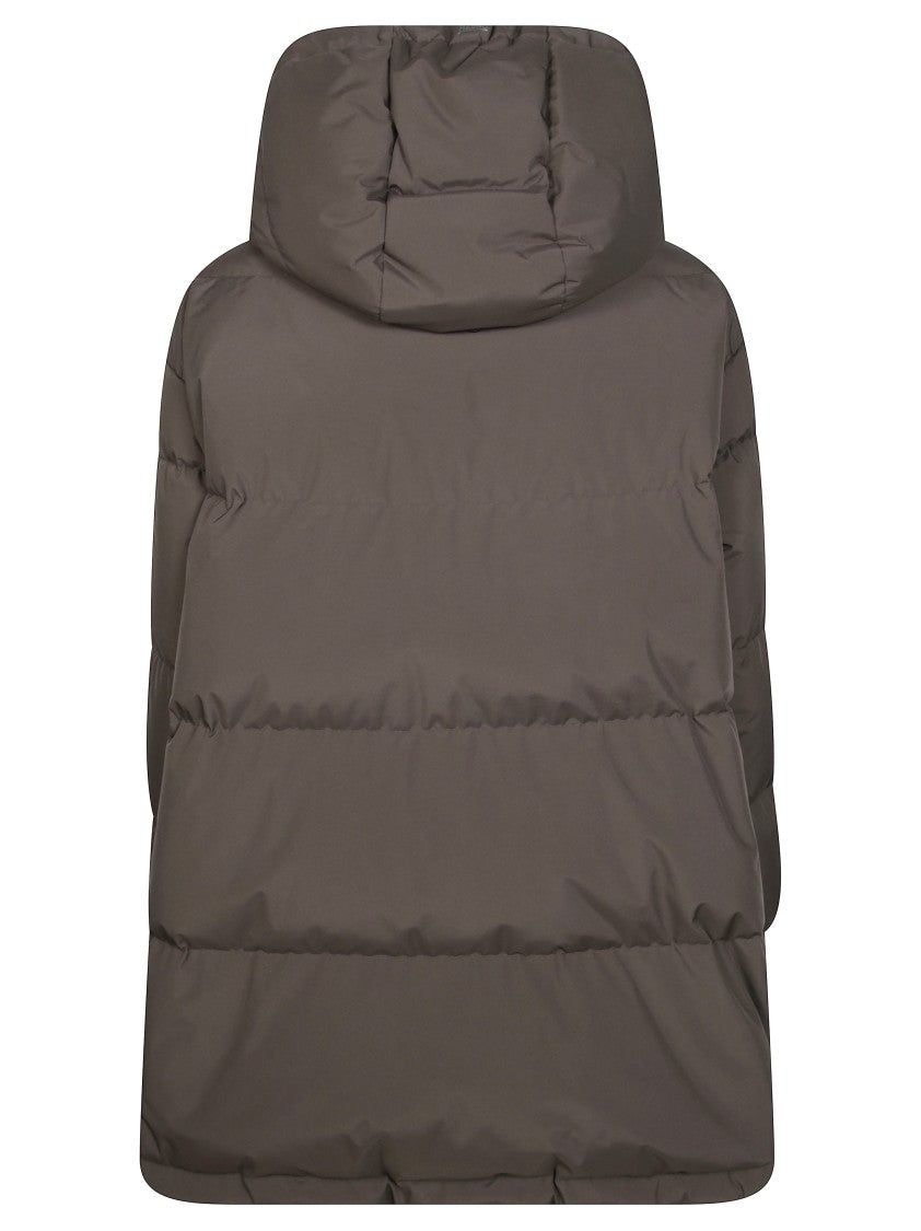 Herno Brown Short Hooded Quilted Down Jacket