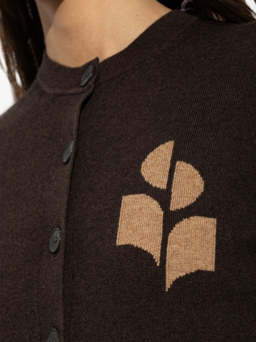 Isabel Marant Étoile Cropped Sweater With Button-Up Front And Abstract Emblem