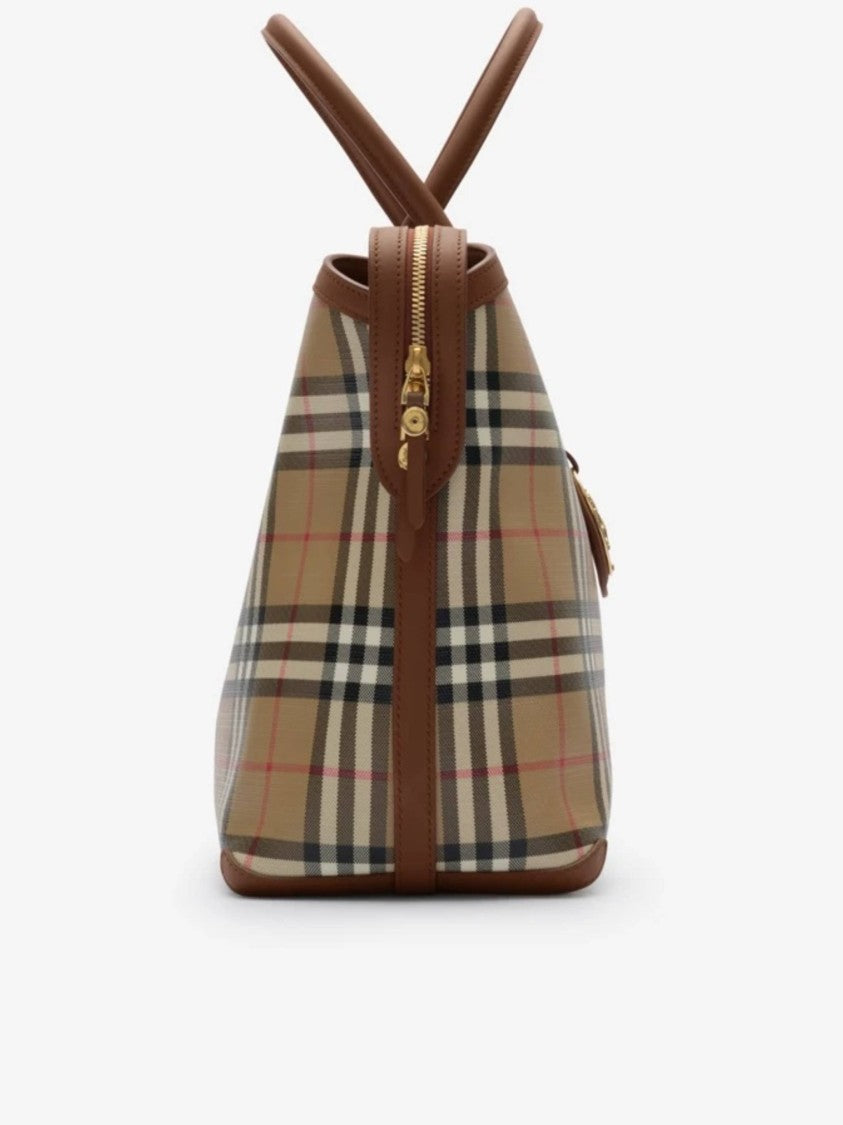 Burberry Media Check Rectangular Tote Bag