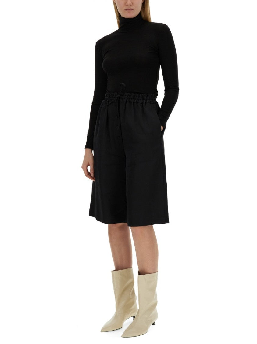 Jil Sander Wide Leg Bermuda Shorts With High Waist