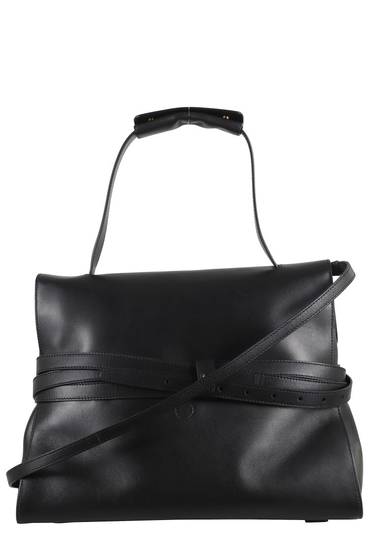 Moschino Rectangular Black Leather Handbag