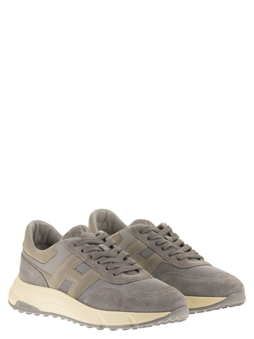 Hogan Fluid-Shaped Suede And Fabric Sneakers