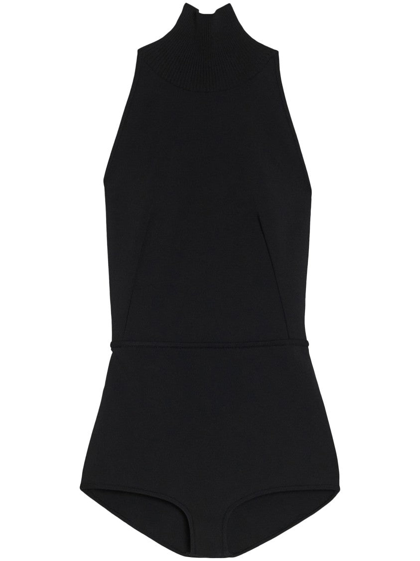 Max Mara High Neck Ribbed Top With Back Cutout