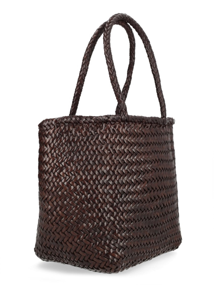 Dragon Diffusion Basket-Style Handbag In Rich Dark Brown Leather