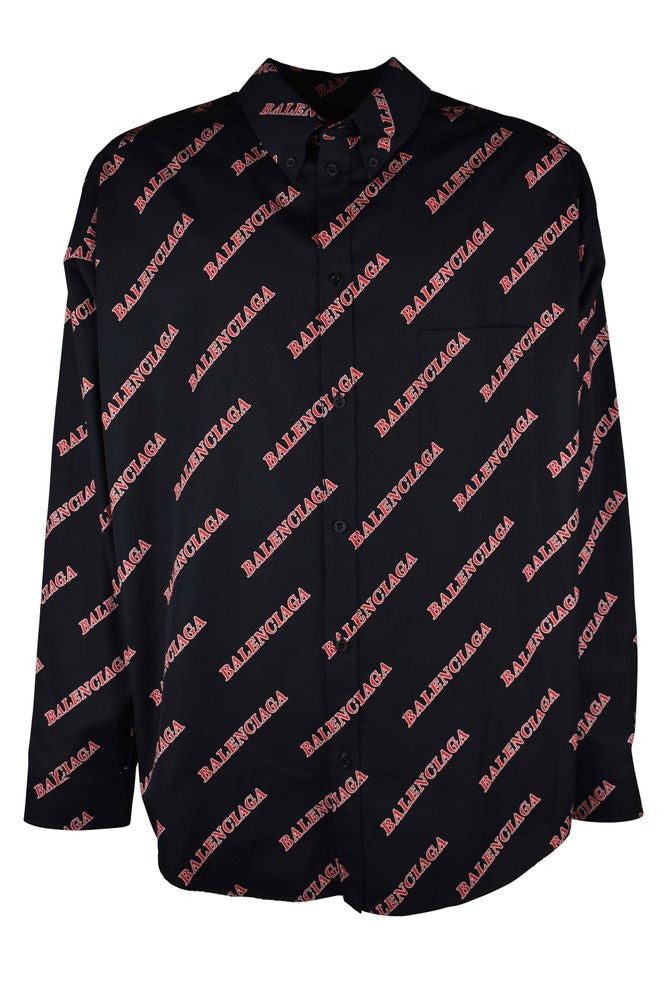 Balenciaga Monogram Cotton Shirt With Classic Collar