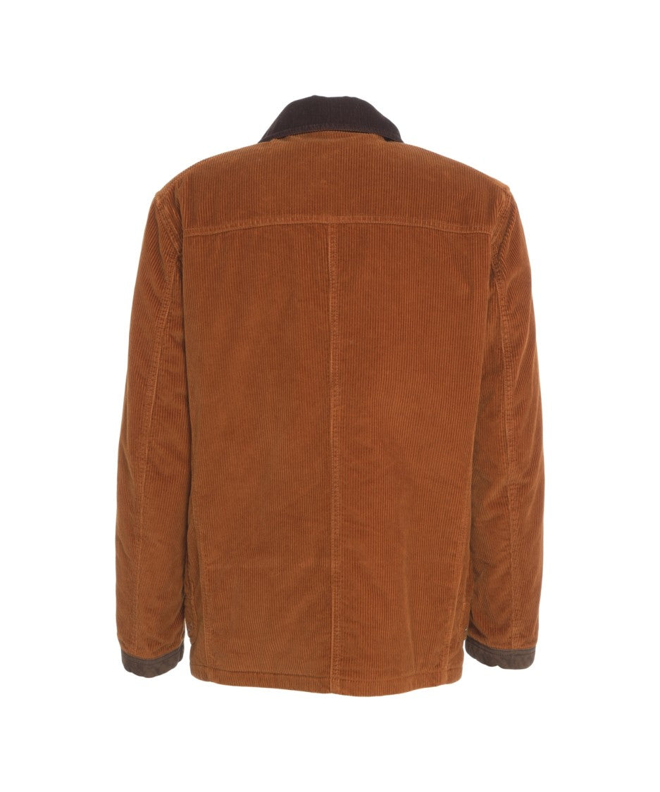 Fay Corduroy Jacket With Hook Closure And Flap Pockets