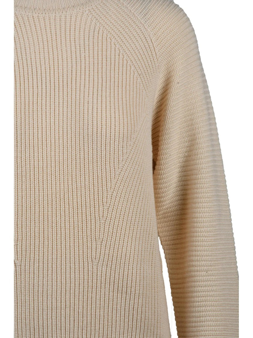 Patrizia Pepe Ribbed Texture Short Sweater With Geometric Design